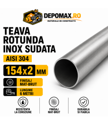 Teava rotunda inox sudata AISI 304, 154 x 2 mm, 6 metri Teava rotunda inox sudata AISI 304, 154 x 2 mm, 6 metri